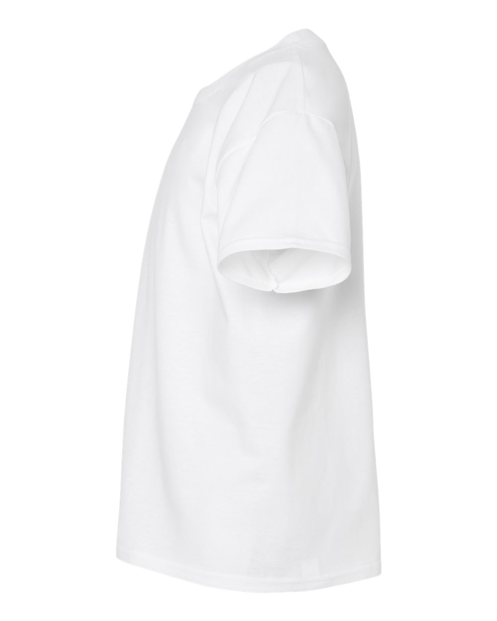 Left View of White Softstyle® Youth Midweight T-Shirt - 65000B