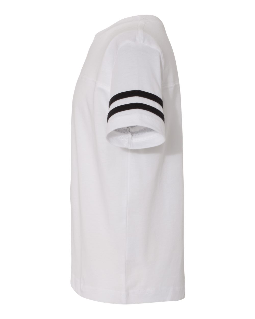 Left View of White Solid/ Black Toddler Football Fine Jersey Tee - 3037