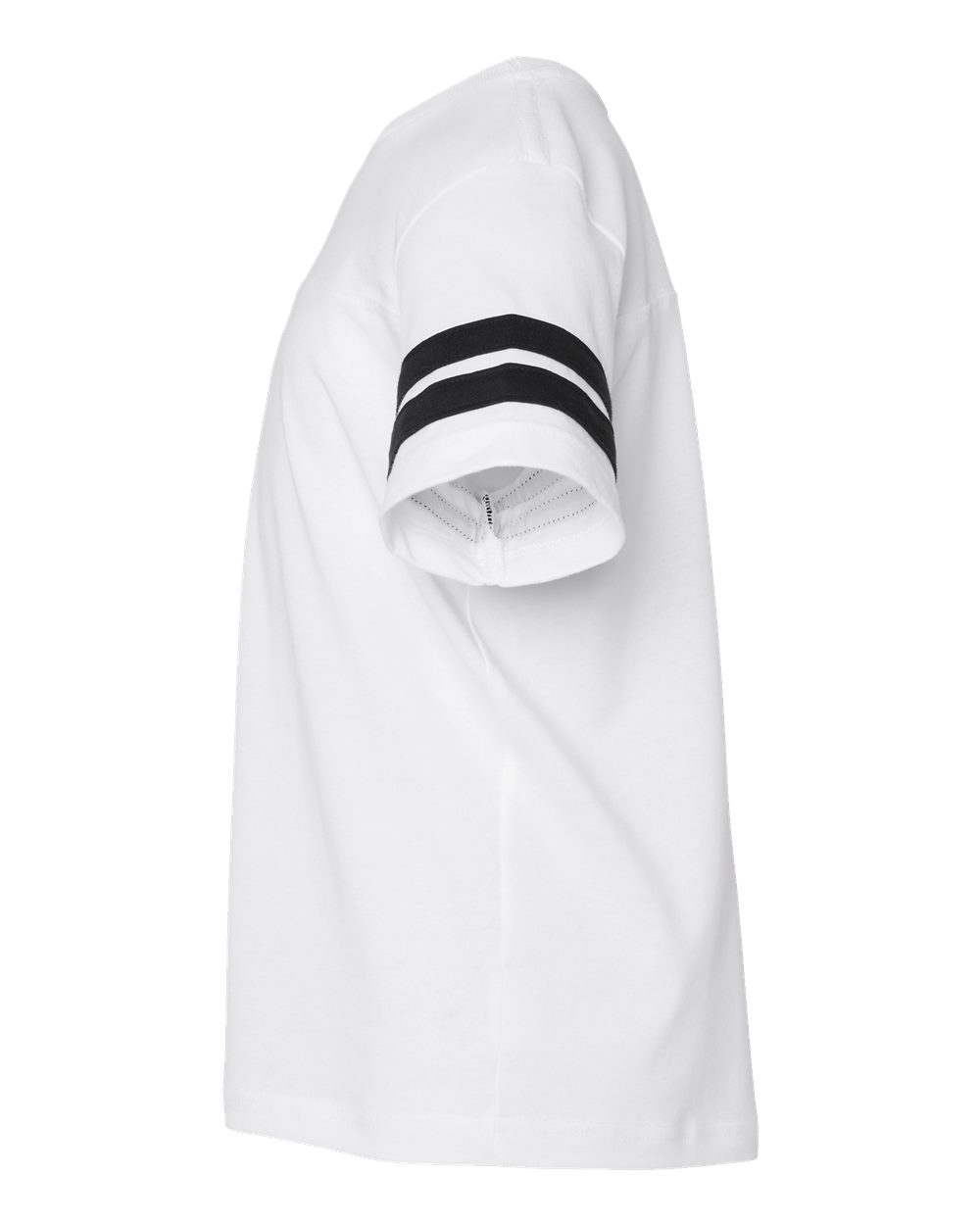 Left View of White Solid/ Black Youth Football Fine Jersey Tee - 6137