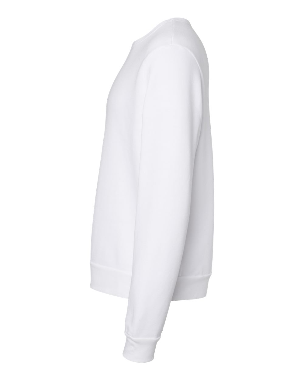 Left View of White Sponge Fleece Classic Crewneck Sweatshirt - 3911
