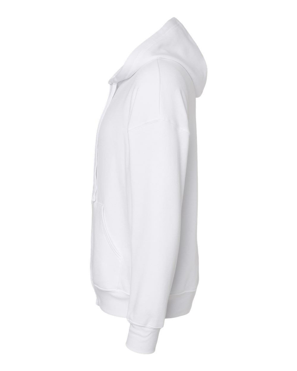Left View of White Sponge Fleece DTM Full-Zip Hoodie - 3759