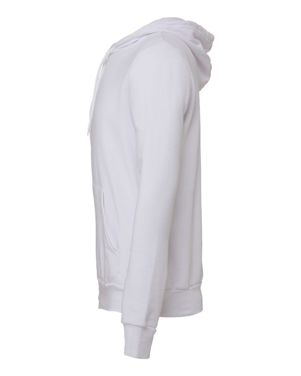 Left View of White Sponge Fleece Hoodie - 3719