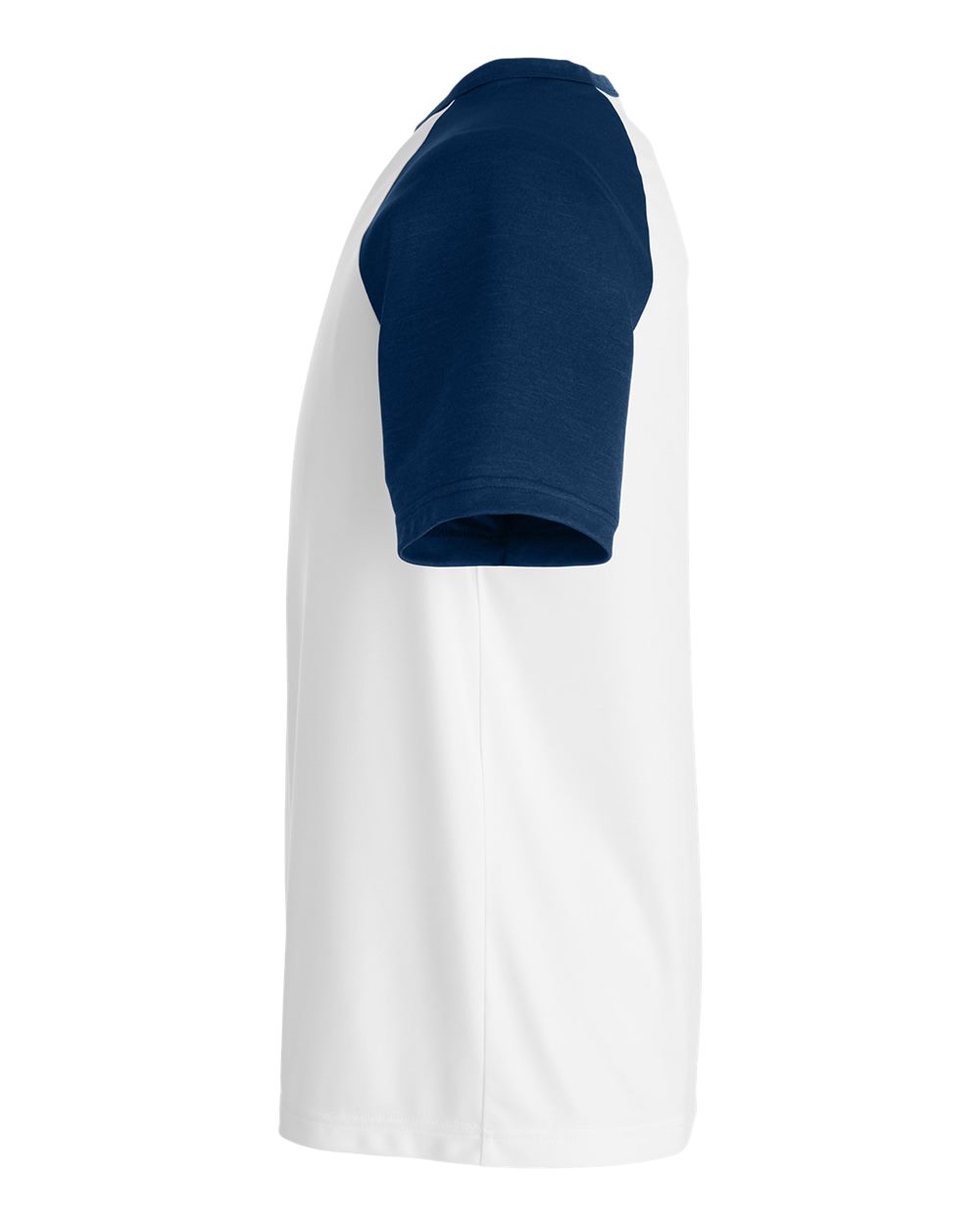 Left View of White/ Sport Dark Navy Heather Unisex Zone Colorblock Raglan T-Shirt - TT62