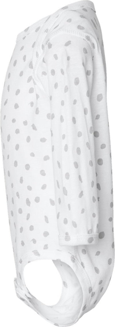 Left View of White Spot Infant Fine Jersey Long Sleeve Bodysuit - 4421