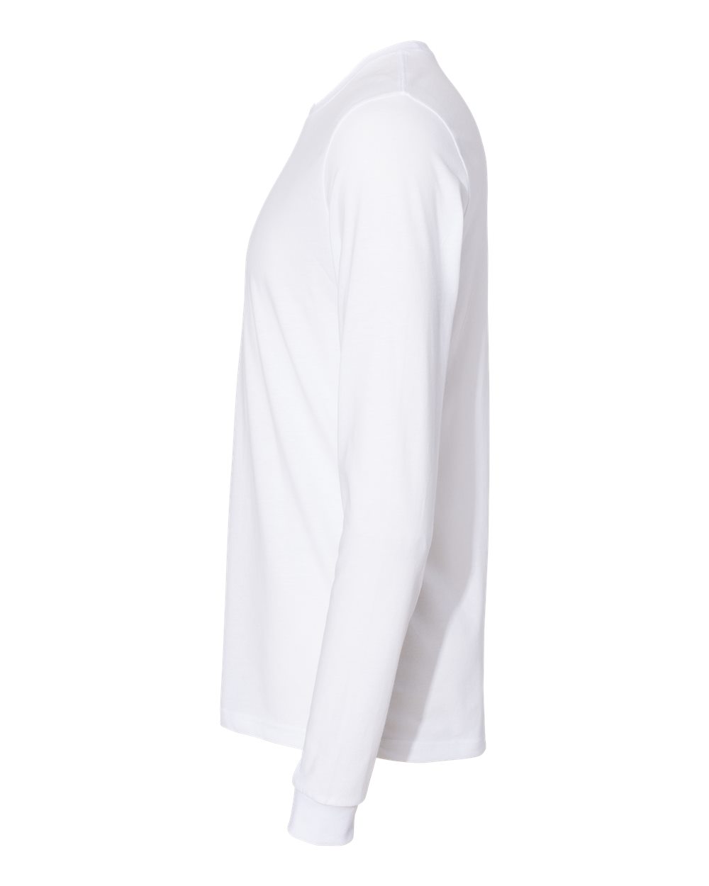 Left View of White Sueded Long Sleeve T-Shirt - 6411