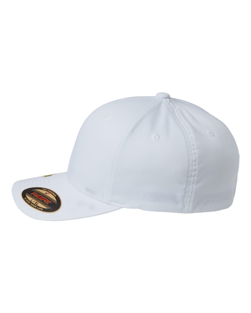 Left View of White Sustainable Polyester Cap - 6277R