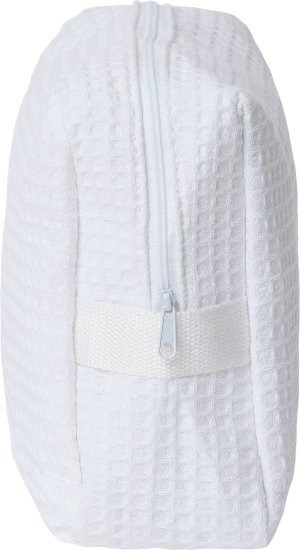 Left View of White Tammy Waffle Weave Spa Bag - 5770