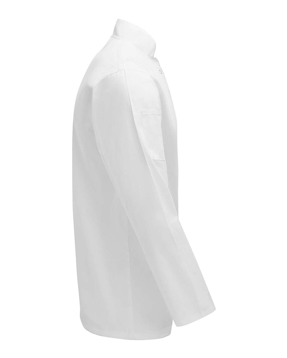 Left View of White Ten Studded Front Chef Coat - RP665
