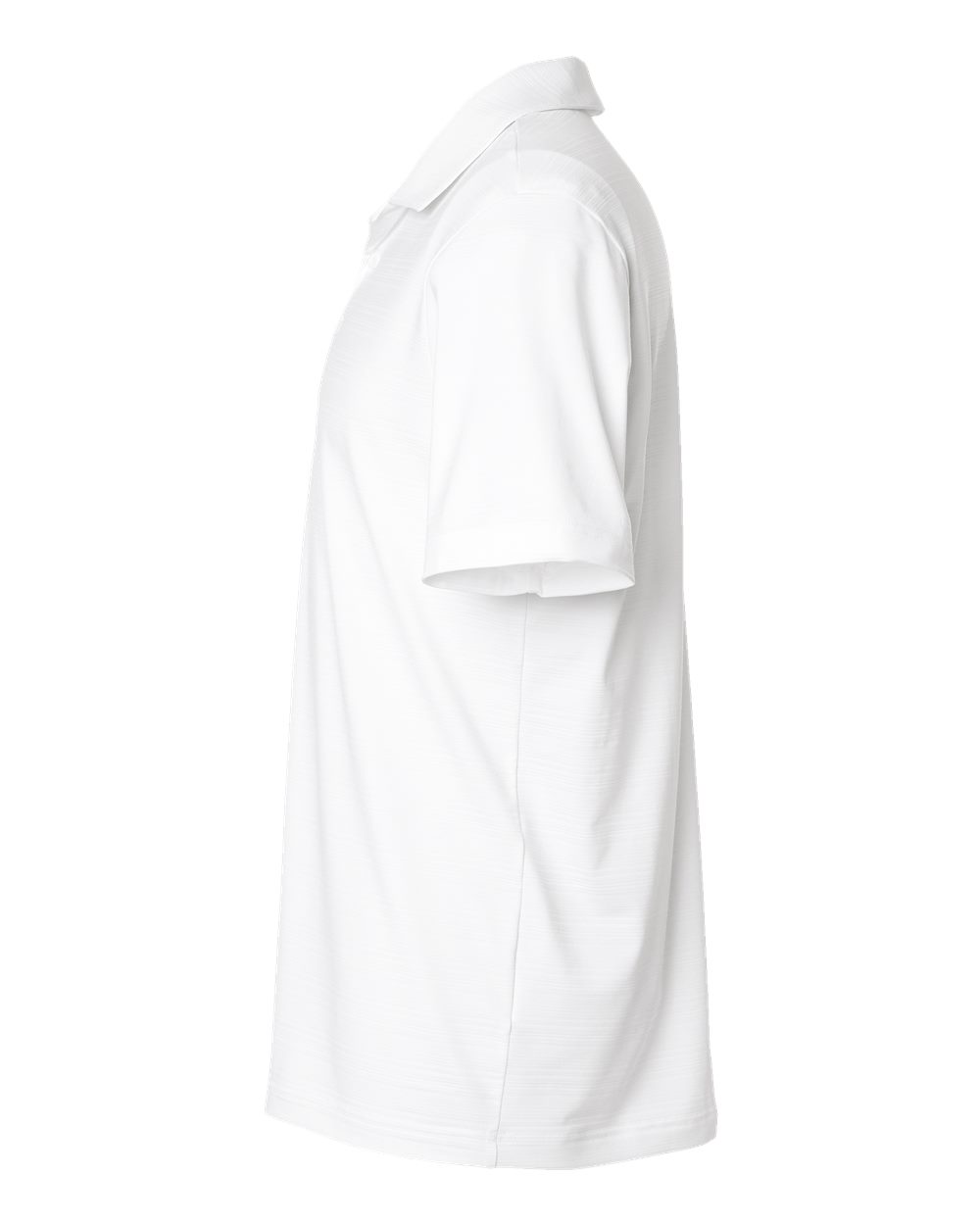 Left View of White Textured Stripe Polo - A704