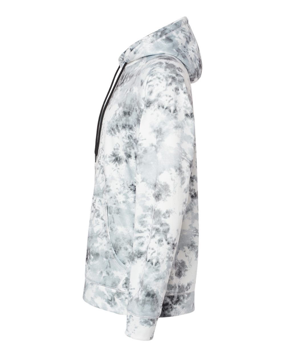 Left View of White Tie Dye Performance Raglan Pullover Sweatshirt - 8670