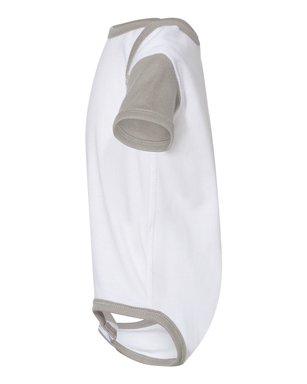 Left View of White/ Titanium Infant Baby Rib Bodysuit - 4400