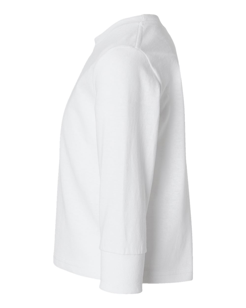 Left View of White Toddler Cotton Jersey Long Sleeve Tee - 3311