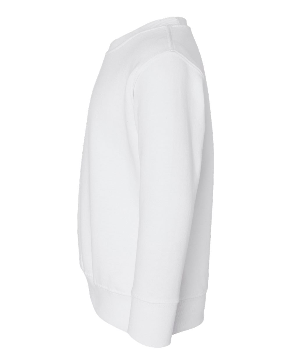 Left View of White Toddler Fleece Crewneck Sweatshirt - 3317