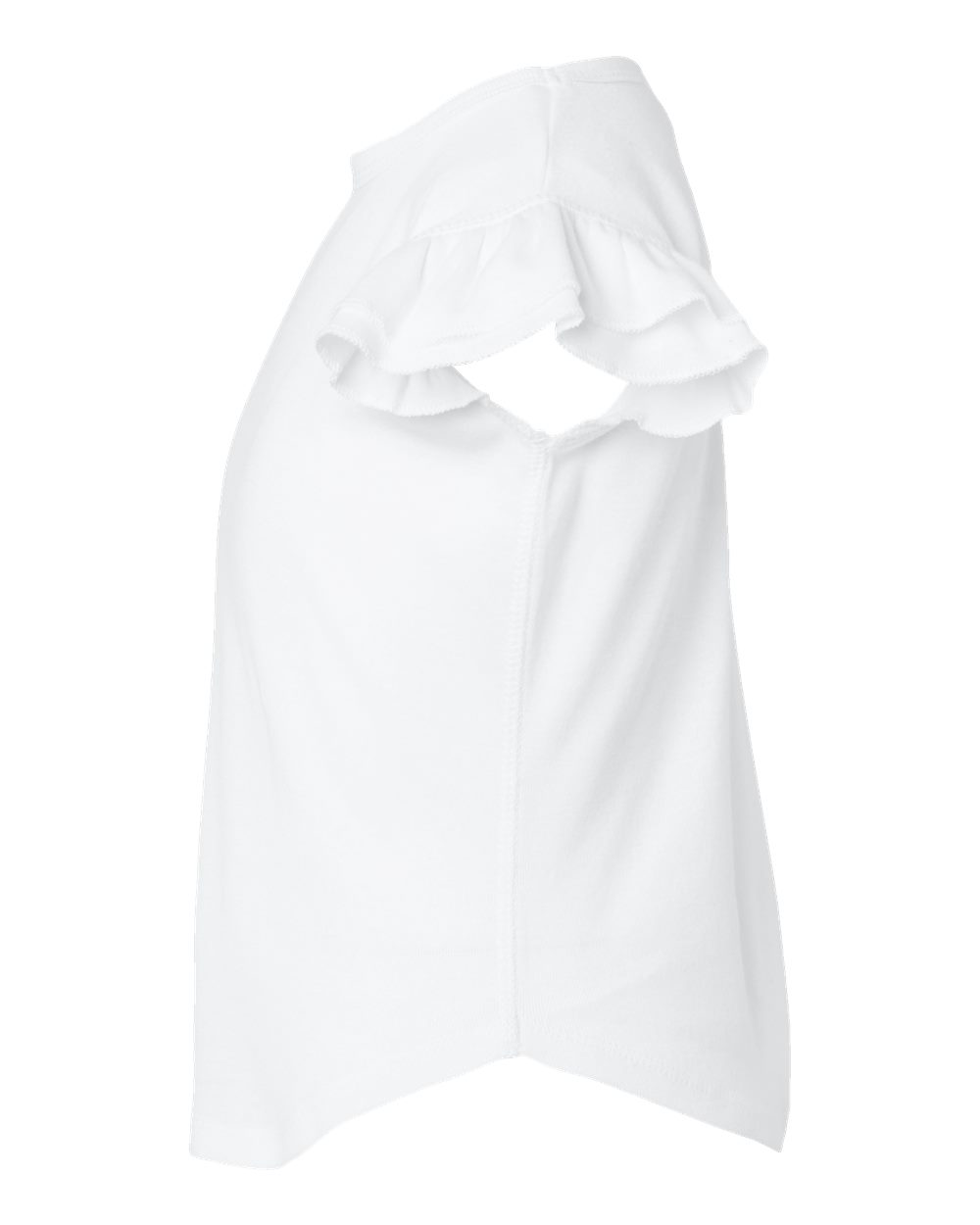 Left View of White Toddler Flutter Sleeve Tee - 3339