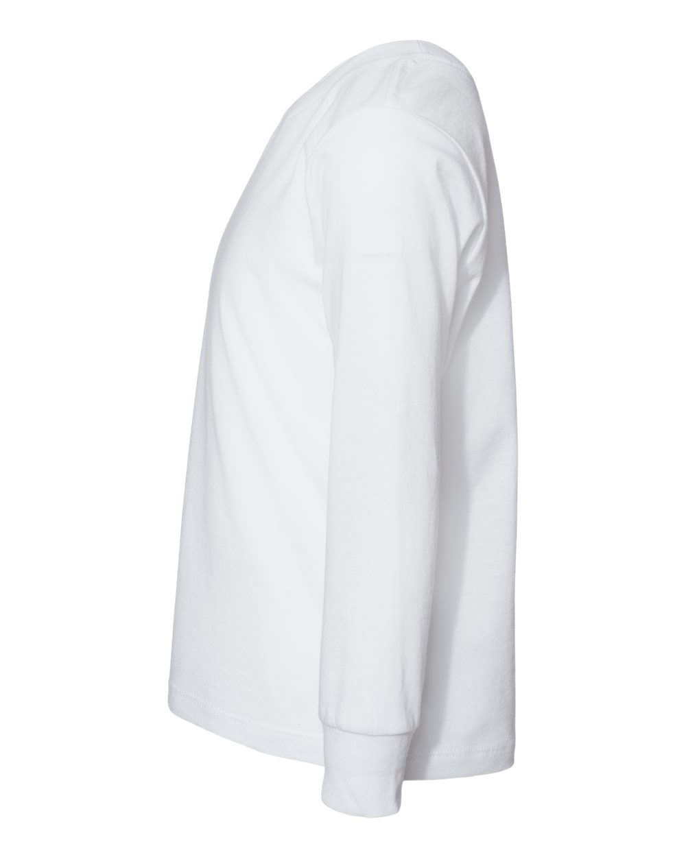 Left View of White Toddler Jersey Long Sleeve Tee - 3501T