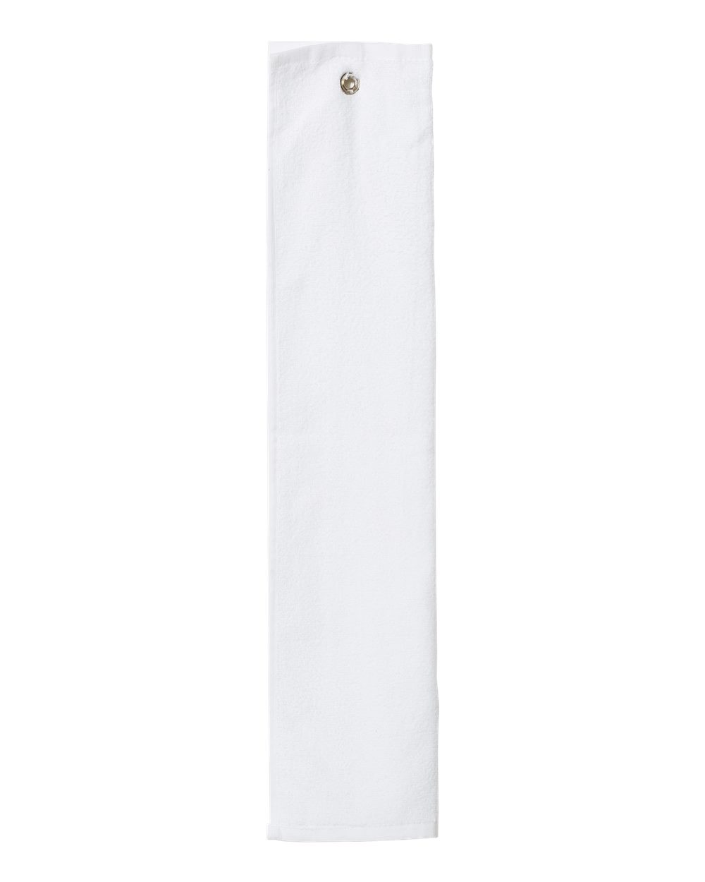 Left View of White Trifold Golf Towel with Grommet - C162523TGH