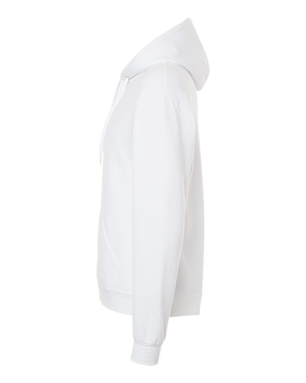 Left View of White Ultimate CVC Hooded Sweatshirt - IC49MR