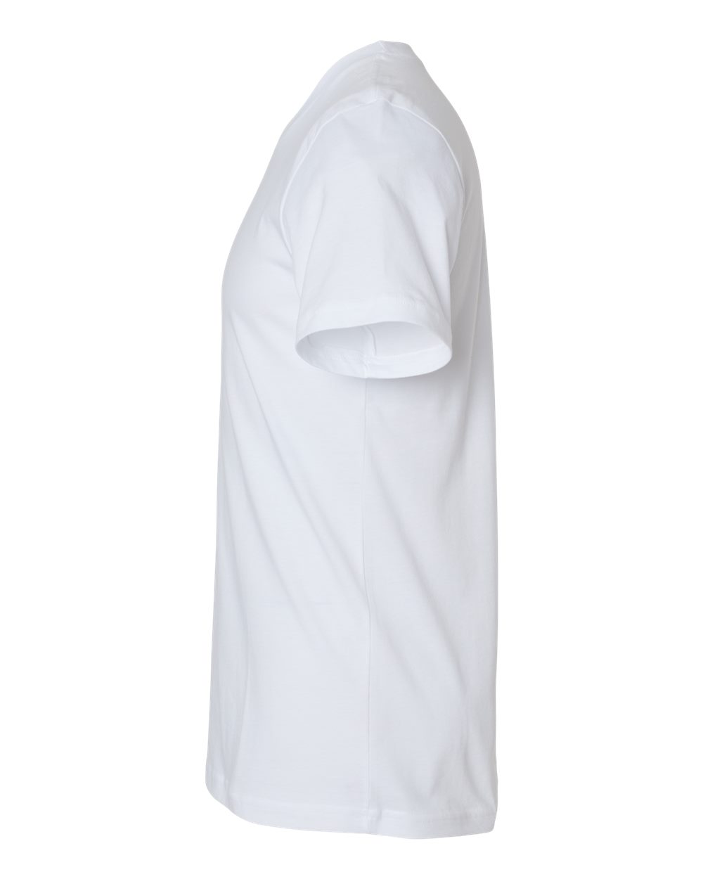 Left View of White USA-Made Jersey Tee - 3001U