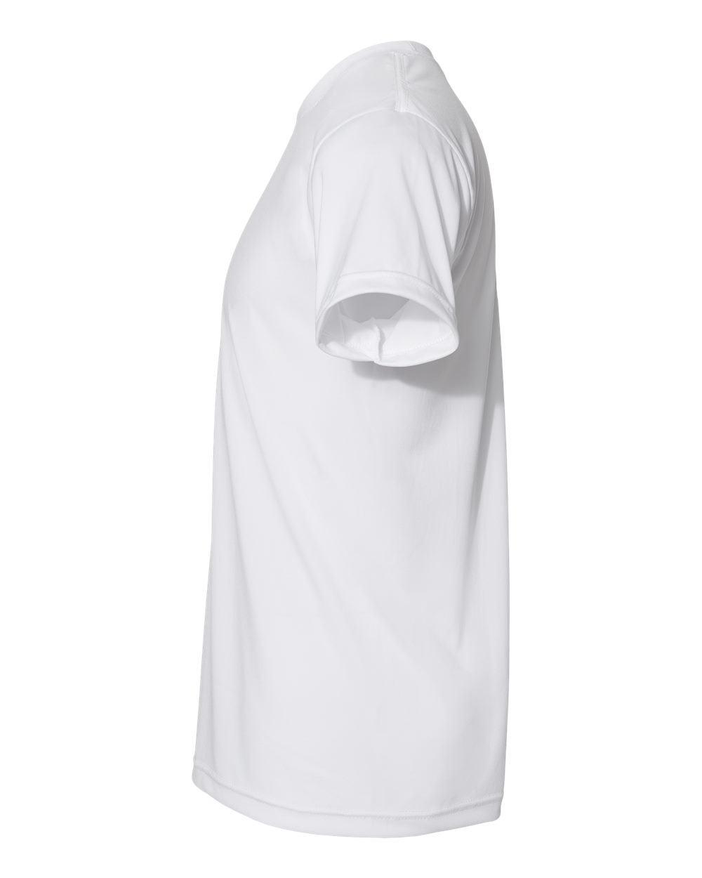 Left View of White USA-Made Performance T-Shirt - 5300