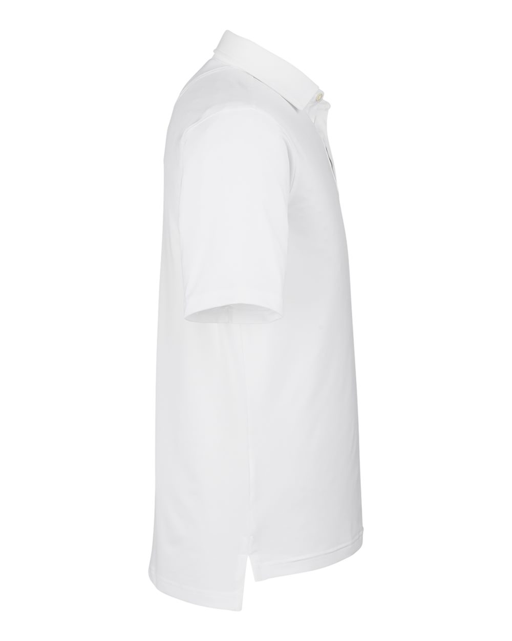 Left View of White USA Made Tournament Solid Tech Polo - F31534