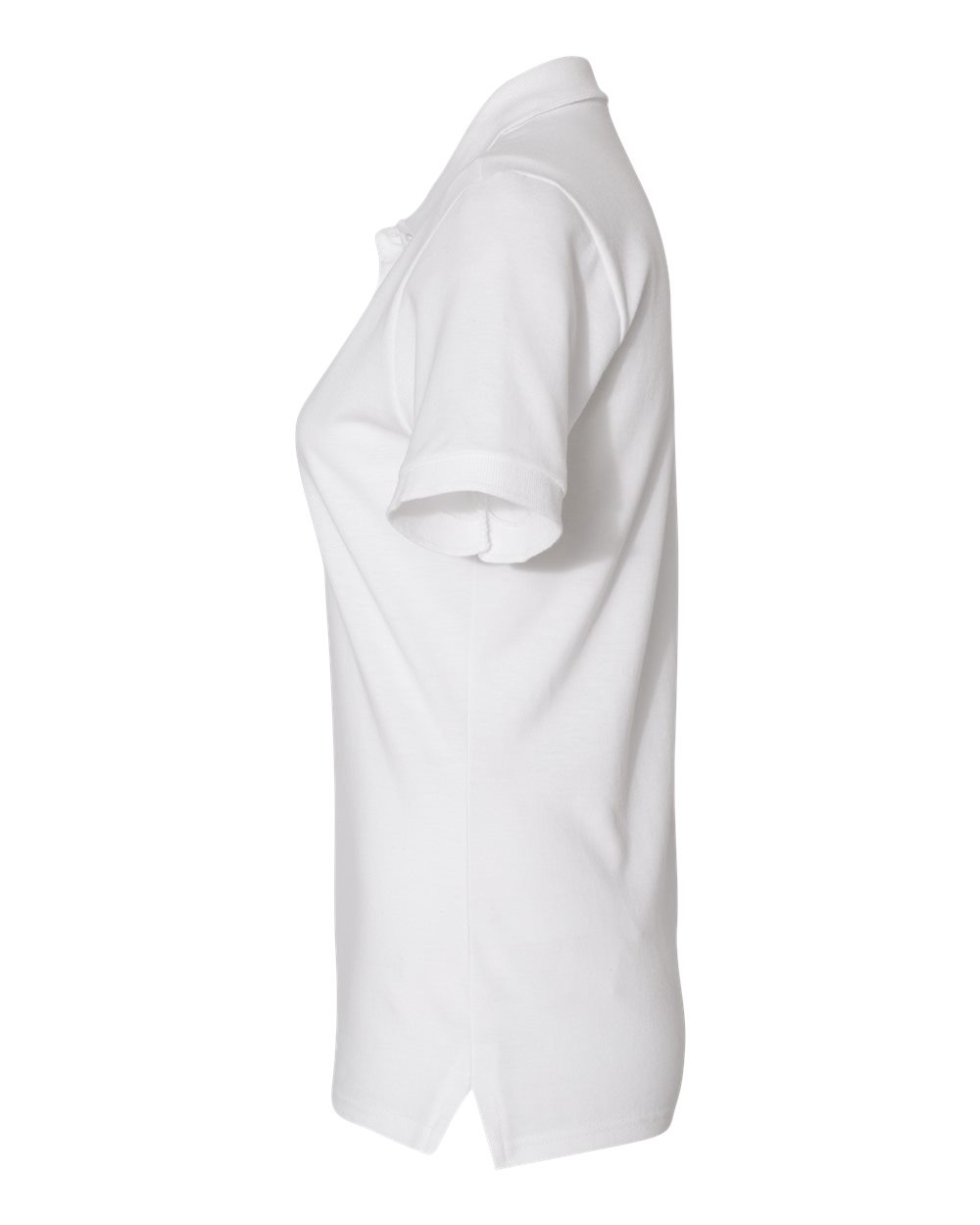Left View of White Women's 100% Ring-Spun Cotton Piqué Polo - 443W