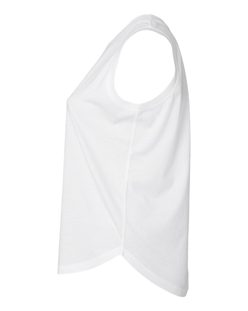 Left View of White Women's Curvy Relaxed Fine Jersey Tank - 3892