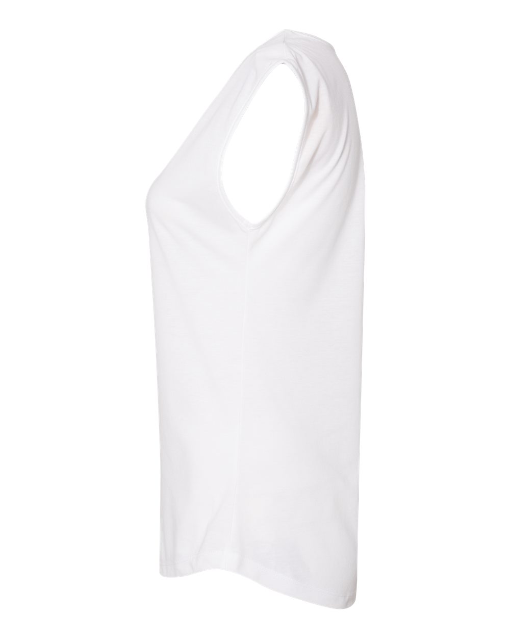 Left View of White Women's Festival Sleeveless Deep V-Neck T-Shirt - 5040