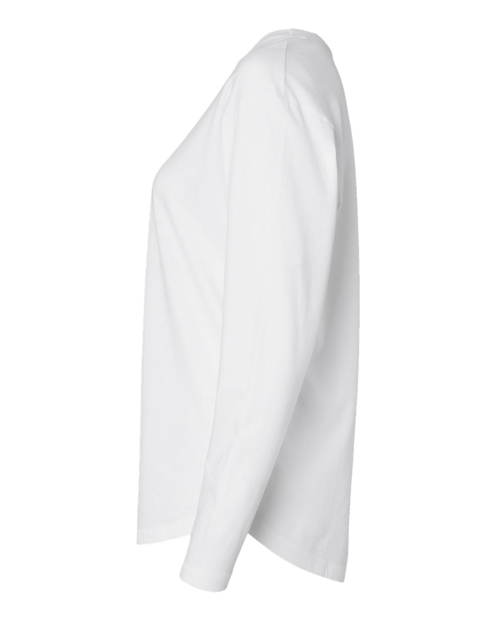 Left View of White Women's Fine Jersey Long Sleeve Tee - 3508