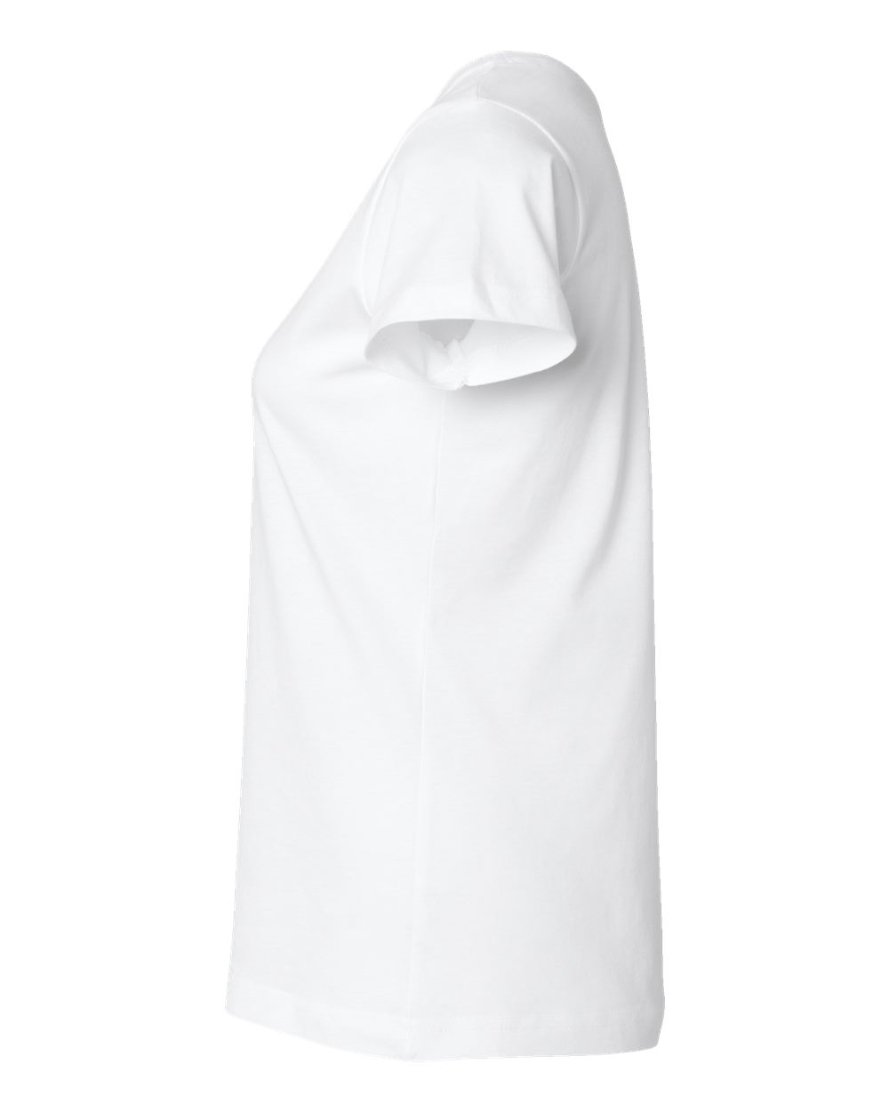 Left View of White Women's Fine Jersey Tee - 3516