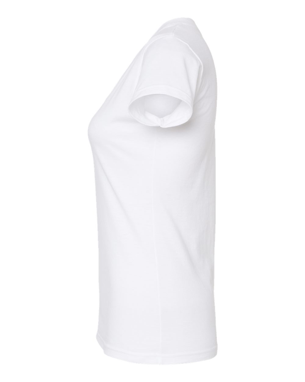 Left View of White Women's Fine Jersey V-Neck T-Shirt - 214