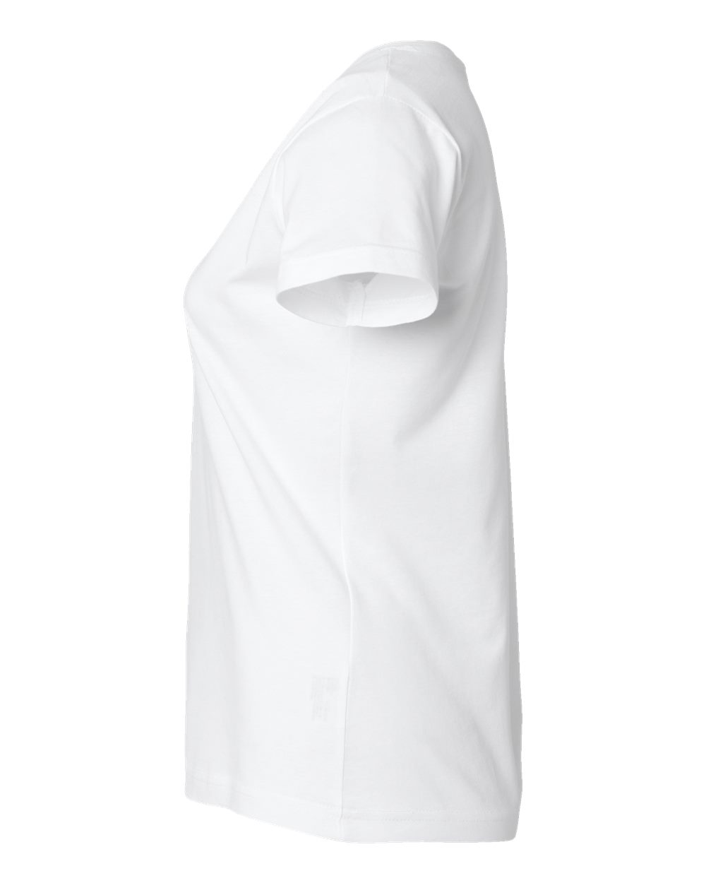 Left View of White Women's Fine Jersey V-Neck Tee - 3507