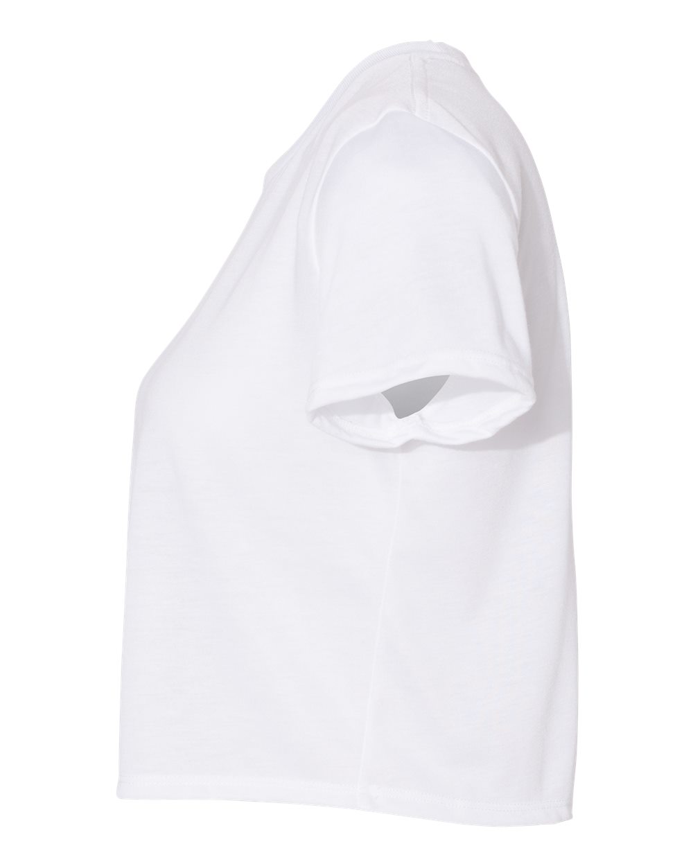 Left View of White Women’s Flowy Crop Tee - 8882