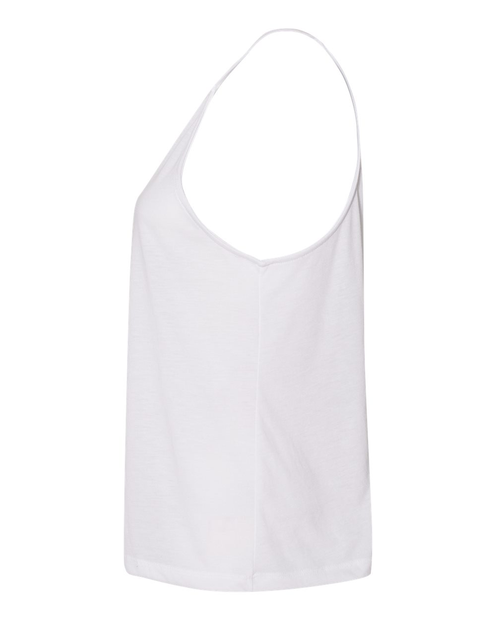 Left View of White Women's Flowy High-Neck Tank - 8809
