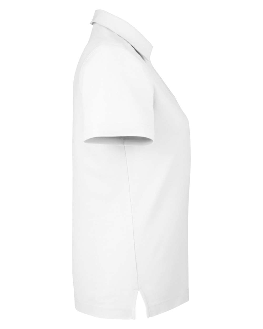 Left View of White Women's Fusion ChromaSoft™ Pique Polo - CE112W