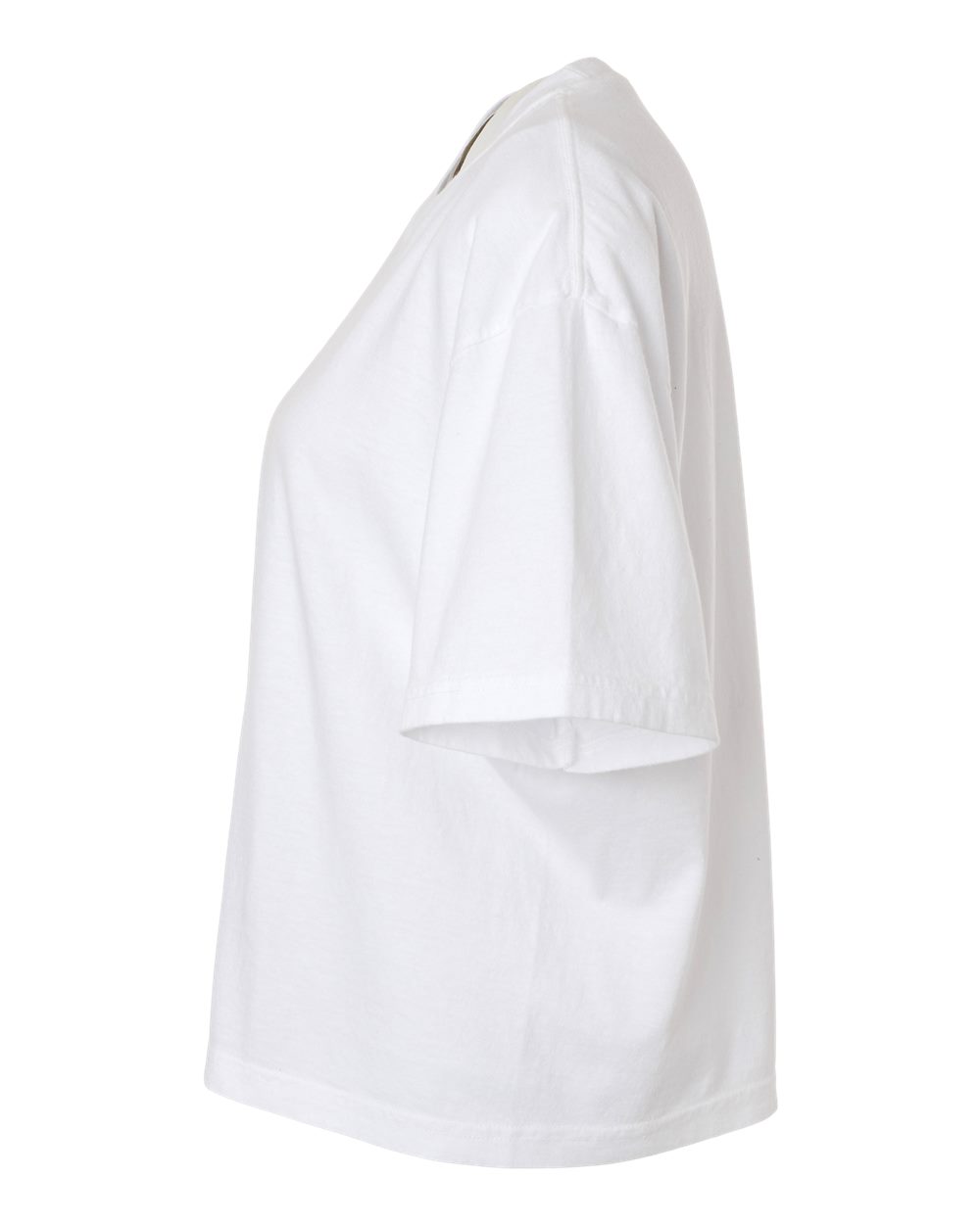 Left View of White Women's Heavyweight Boxy T-Shirt - 3023CL