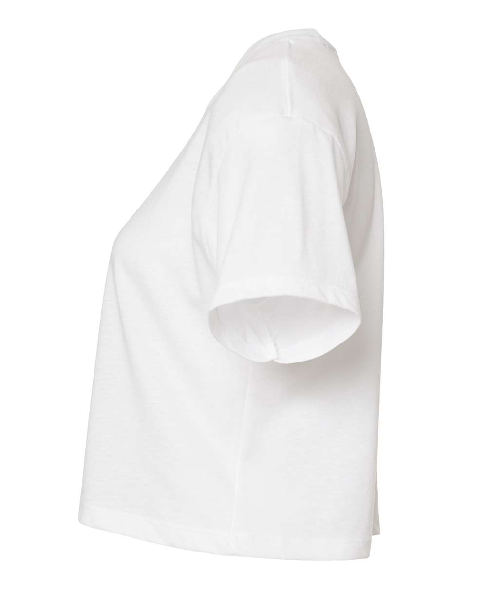 Left View of White Women's Ideal Crop Top - 1580
