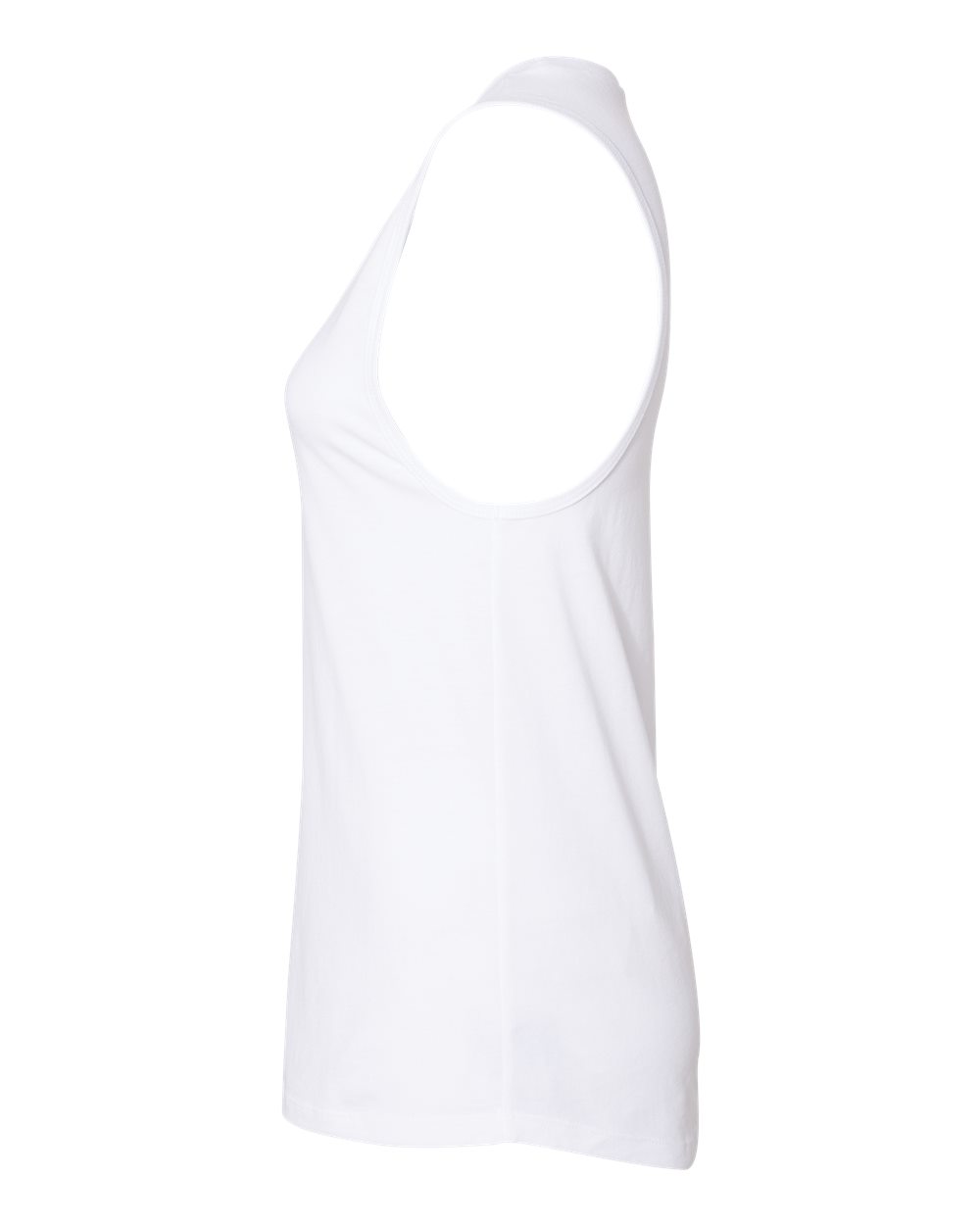 Left View of White Women's Jersey Muscle Tank - 6003