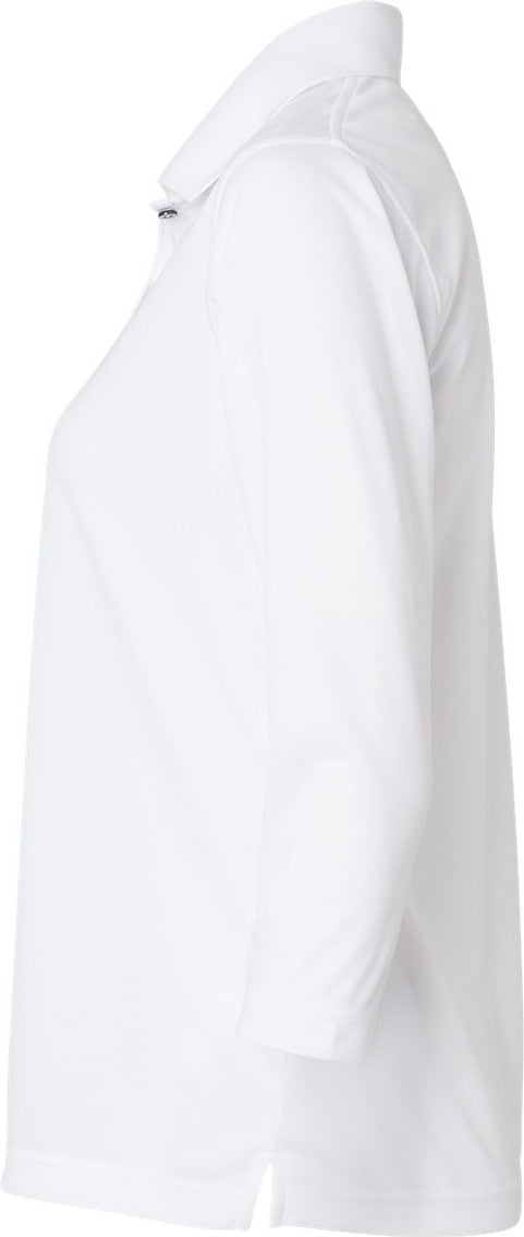 Left View of White Women's Lady Palm Three-Quarter Sleeve Polo - 120