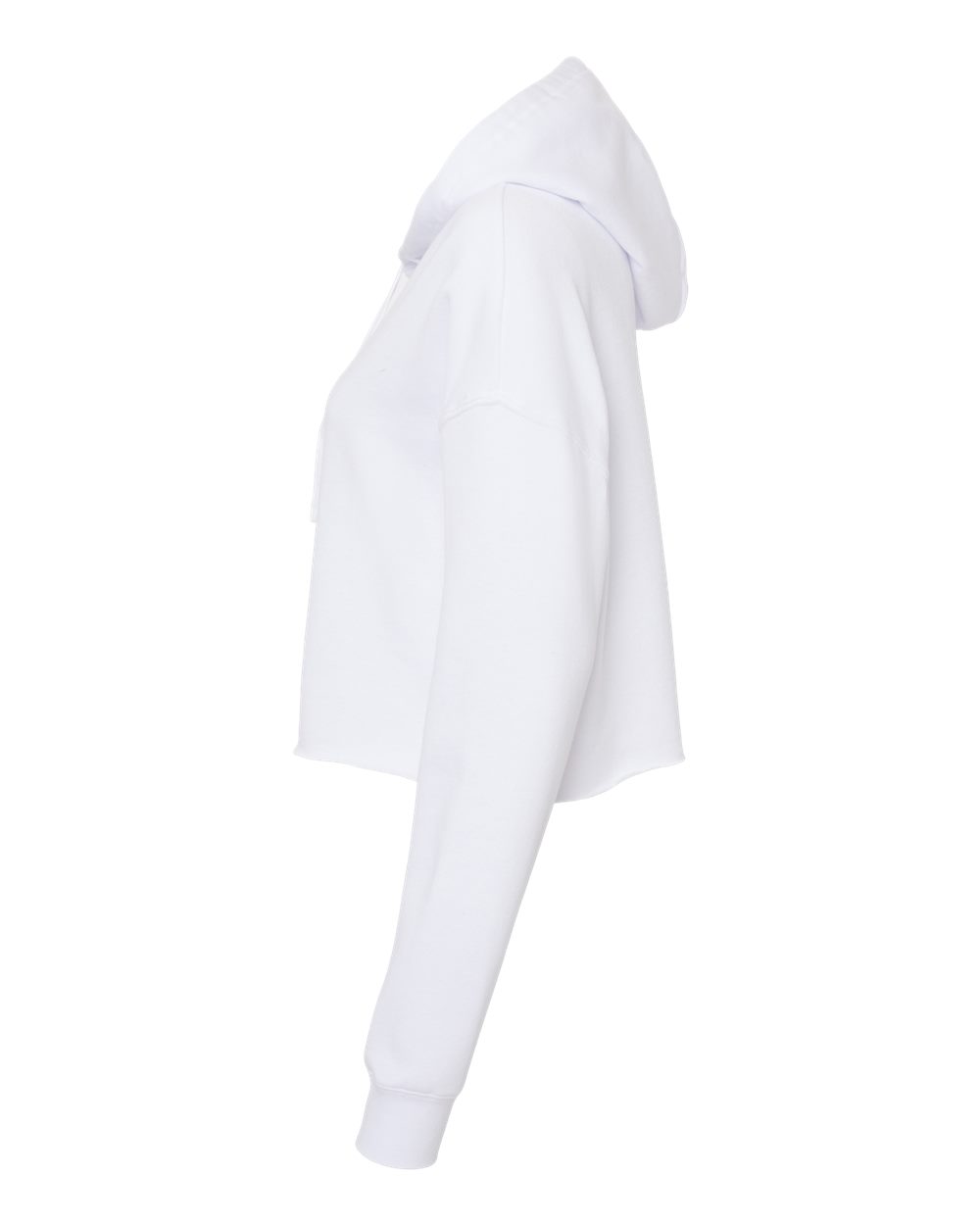 Left View of White Women’s Lightweight Crop Hooded Sweatshirt - AFX64CRP