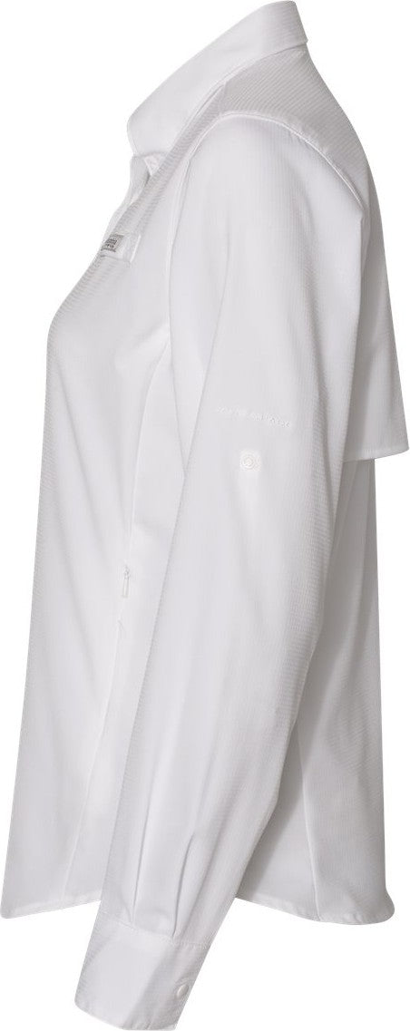 Left View of White Women's PFG Tamiami™ II Long Sleeve Shirt - 127570