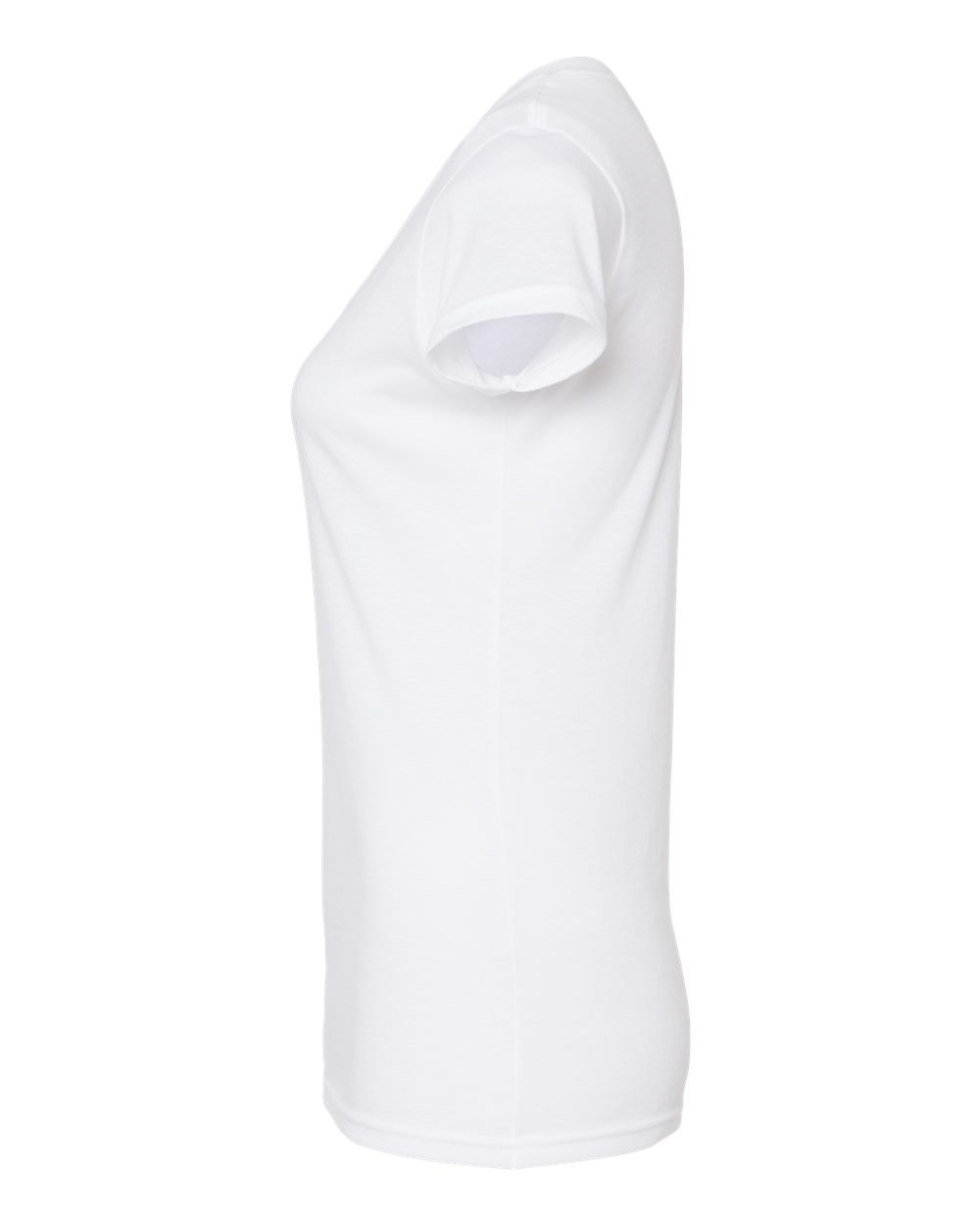 Left View of White Women's Poly-Rich V-Neck T-Shirt - 244