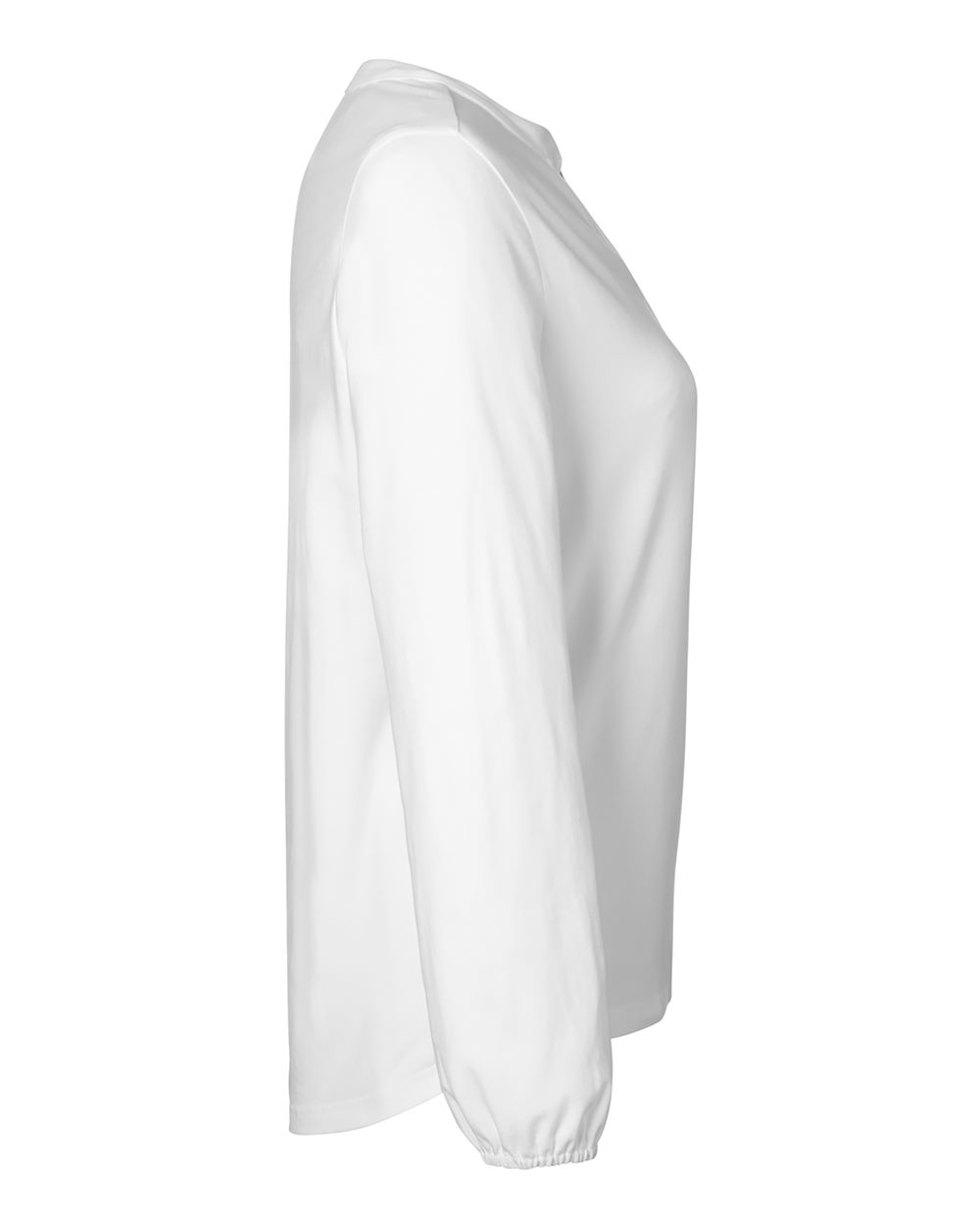 Left View of White Women's Raleigh Half-Placket Knit Top - DP122W