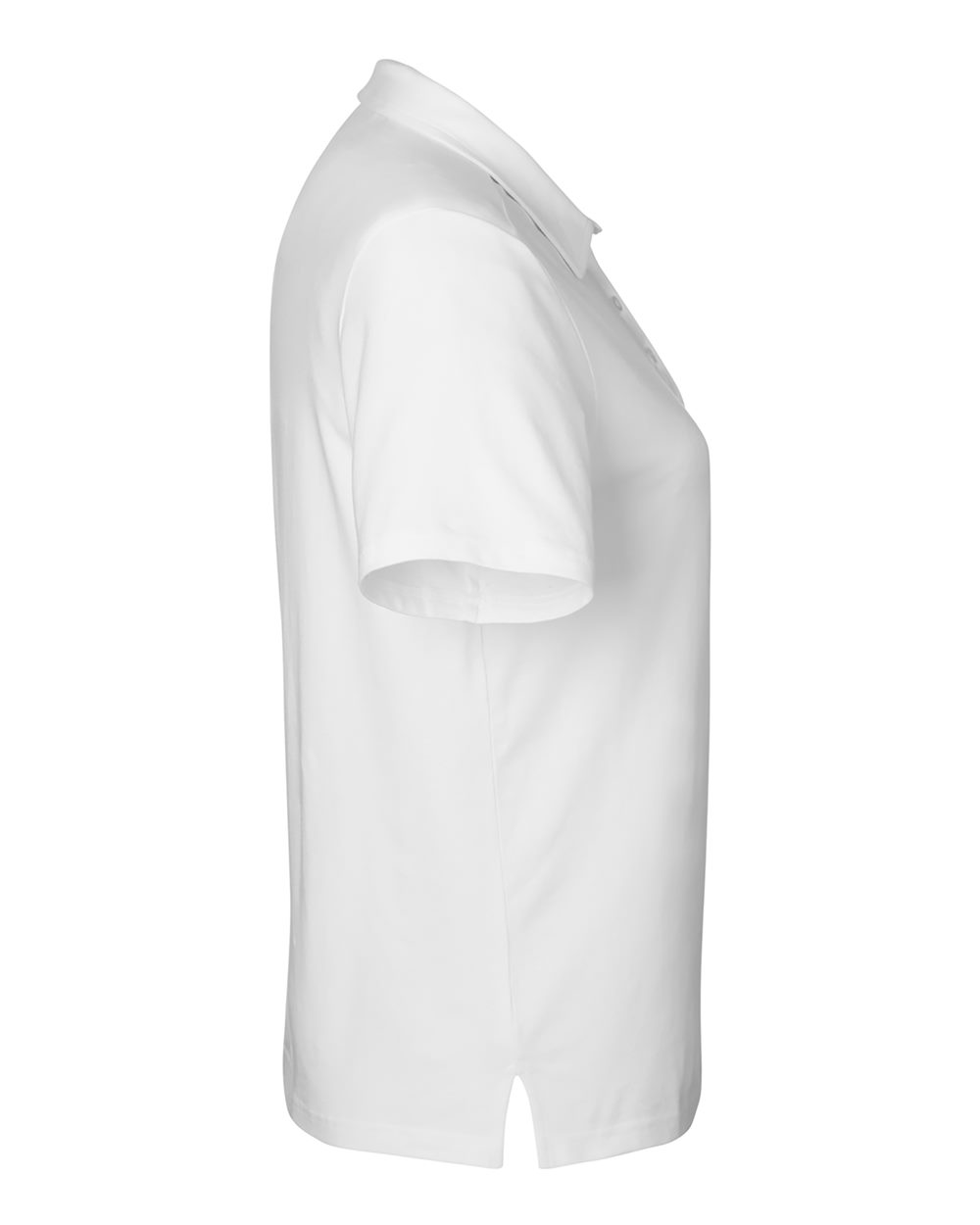 Left View of White Women's Raleigh Stretch Polo - DG120W