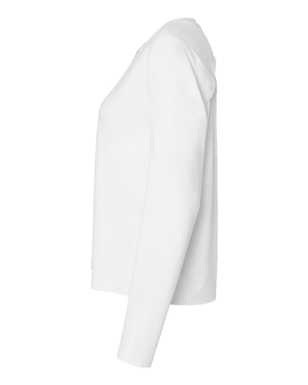 Left View of White Women's Sport Soft Touch Long Sleeve T-Shirt - CHP140