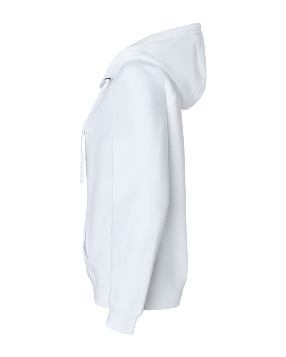 Left View of White Women's Sueded V-Neck Hooded Sweatshirt - 8836