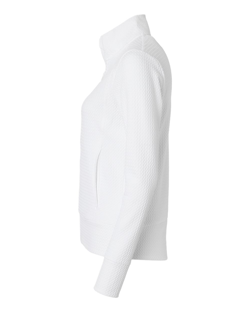 Left View of White Women's Ultimate Textured Full-Zip Jacket - A1007