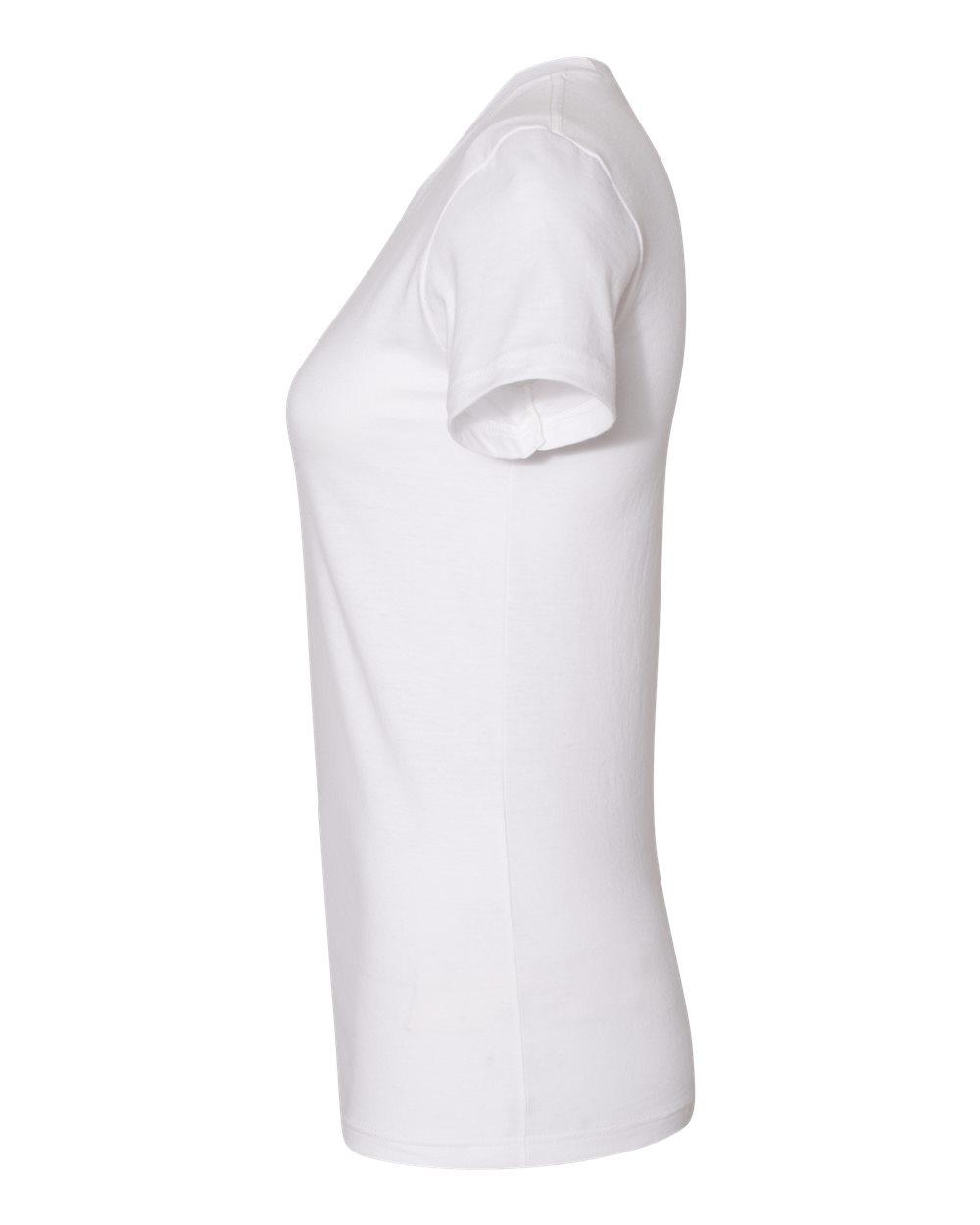 Left View of White Women’s USA-Made Fine Jersey Tee - 2102US