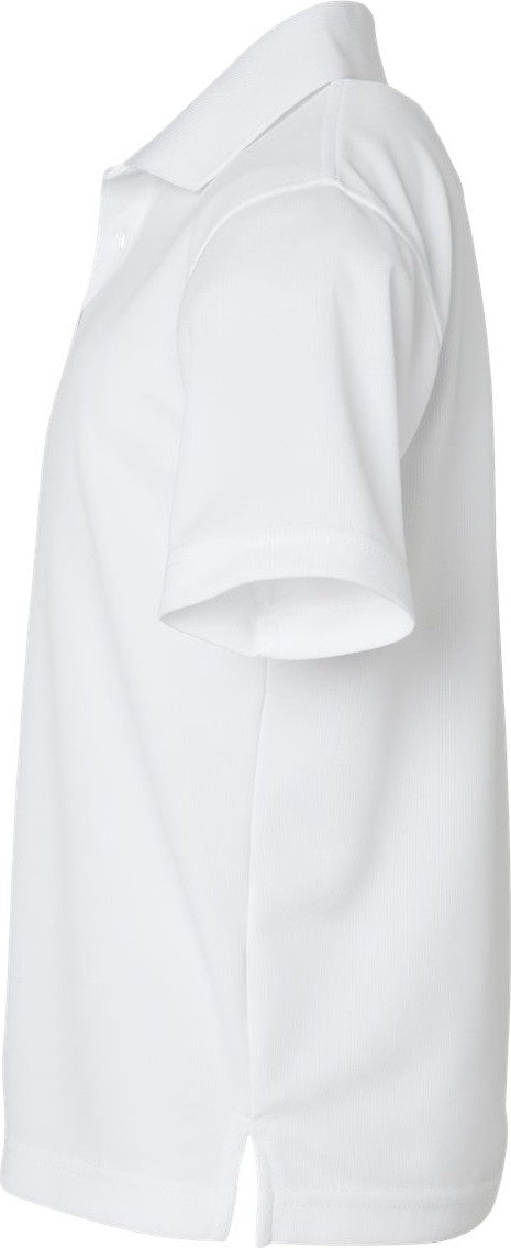 Left View of White Youth Saratoga Performance Mini Mesh Polo - 108Y