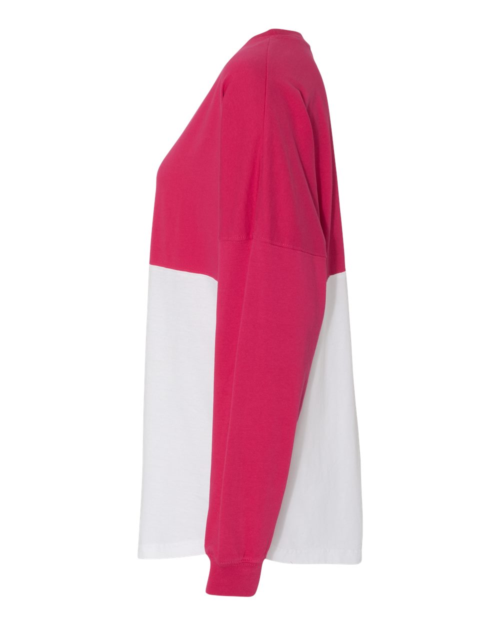Left View of Wildberry/ White Game Day Jersey Long Sleeve T-Shirt - 8229