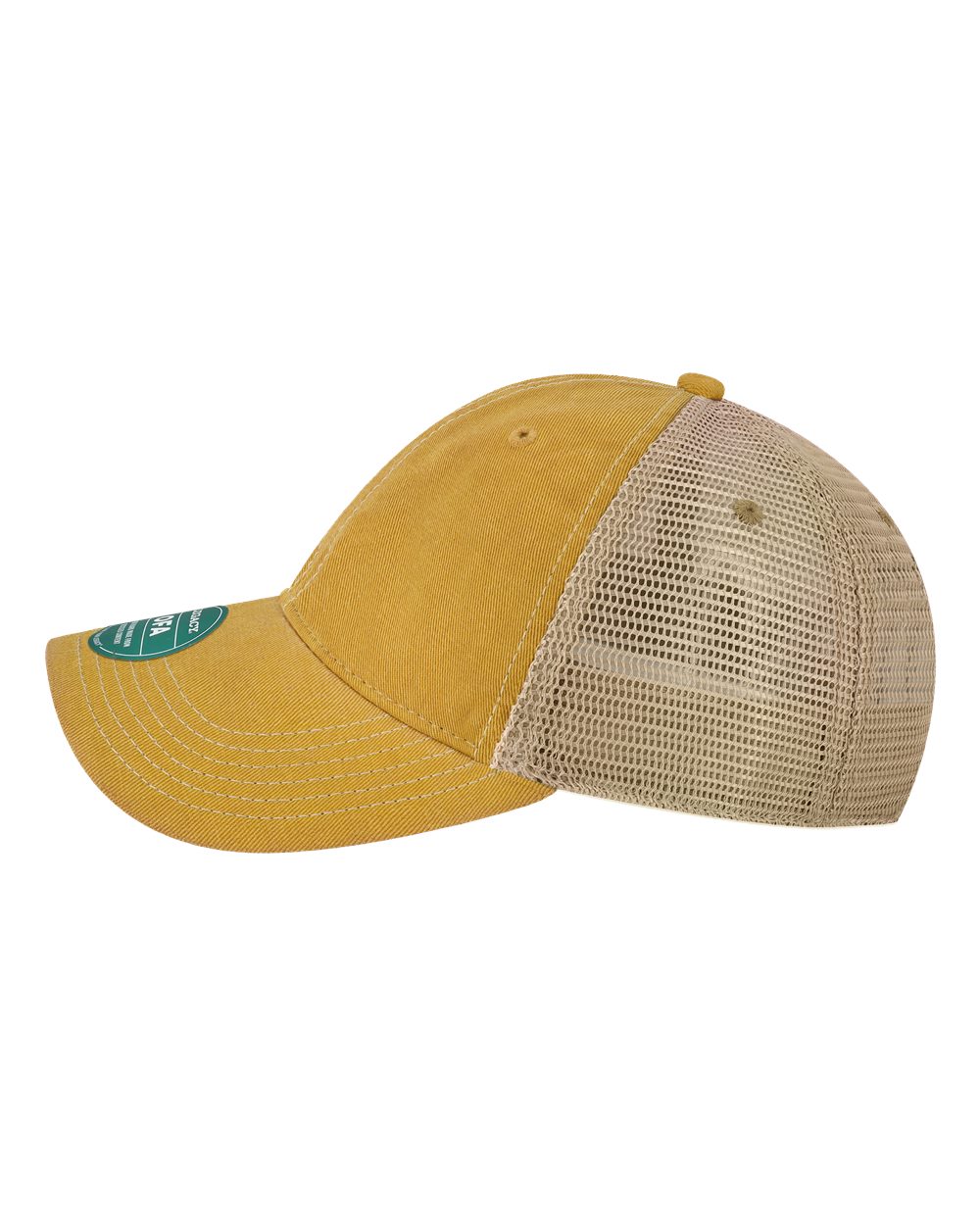 Left View of Yellow/ Khaki Old Favorite Trucker Cap - OFA